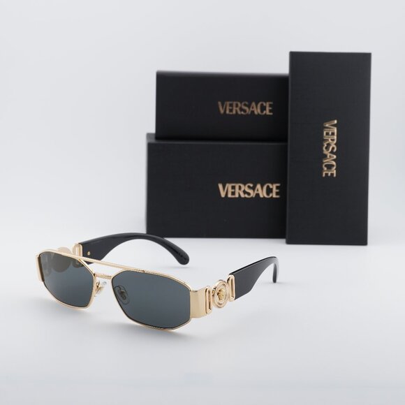 Versace VE2287 100287 Rectangle Sunglasses – Gold/Grey main image 9